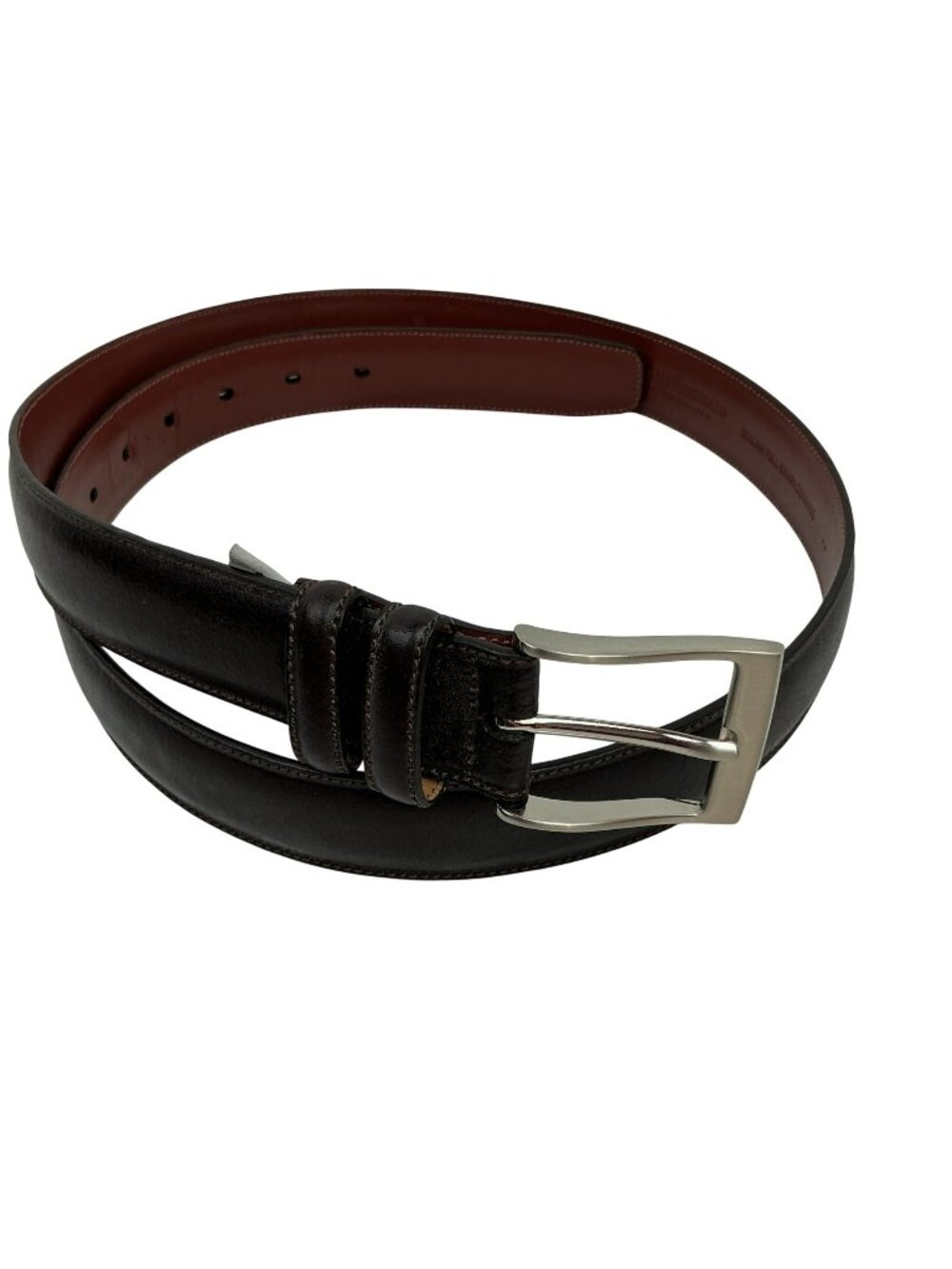 Perry Ellis Portfolio Italian Full Grain Cowhide Leather Belt With Silver Buckle